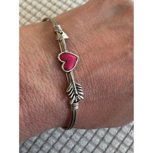 Luca And Danni Silver Tone Arrow Pink Heart Bangle Bracelet Fashion Jewelry